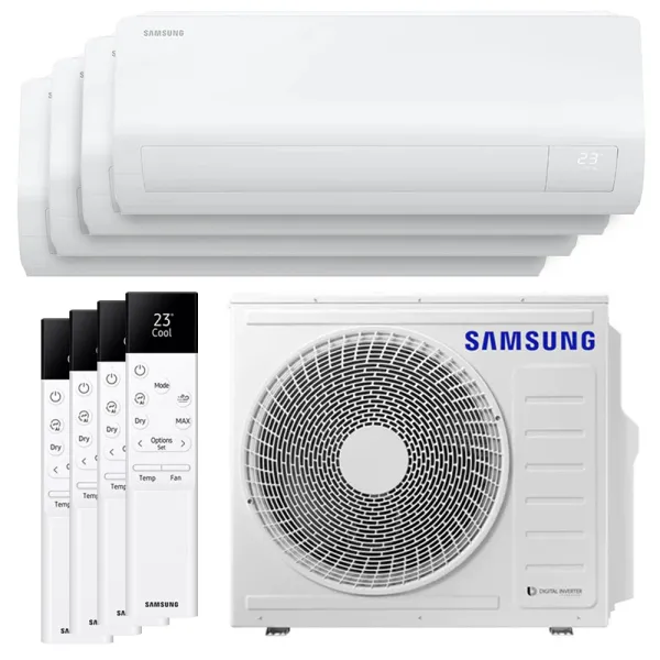 Quadri split Samsung CEBU S2 8.0kW AJ080TXJ4KG/EU tailles 20 + 20 + 20 + 25 AR50F07C1AHNEU (x3) + AR50F09C1AHNEU WiFi