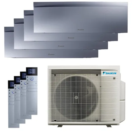 Quadri split DAIKIN Emura 3 4MXM80A9 FTXJ-AS 8kW tailles 20 + 20 + 25 + 25 Argent FTXJ20AS + FTXJ20AS + FTXJ25AS + FTXJ25AS
