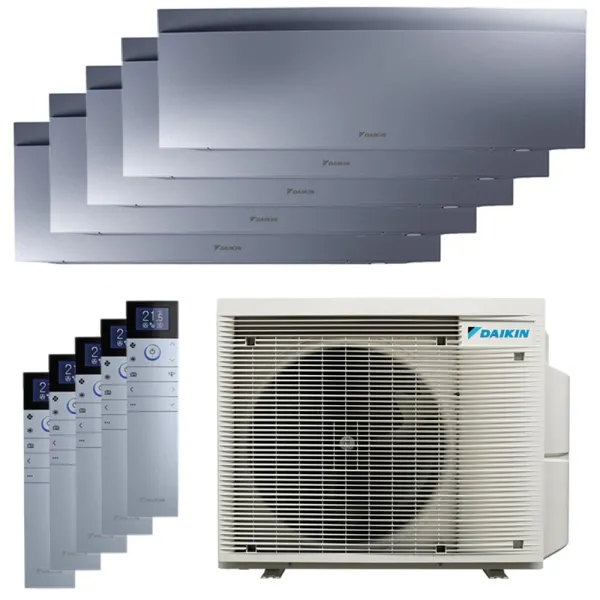 Penta split DAIKIN Emura 3 5MXM90A9 FTXJ-AS 9kW tailles 20 + 20 + 20 + 42 + 50 Argent FTXJ20AS(x3) + FTXJ42AS(x1) + FTXJ50AS(x1)