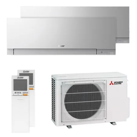 Climatiseur bi split Mitsubishi MSZ-EF argent MXZ-2F42VF4 4.2kW tailles 25 + 25 MSZ-EF25VGKS + MSZ-EF25VGKS WiFi Mural Design