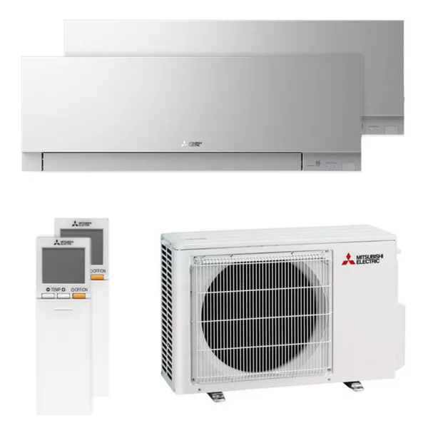 Climatiseur bi split Mitsubishi MSZ-EF argent MXZ-2F53VF4 5.3kW tailles 25 + 25 MSZ-EF25VGKS + MSZ-EF25VGKS WiFi Mural Design