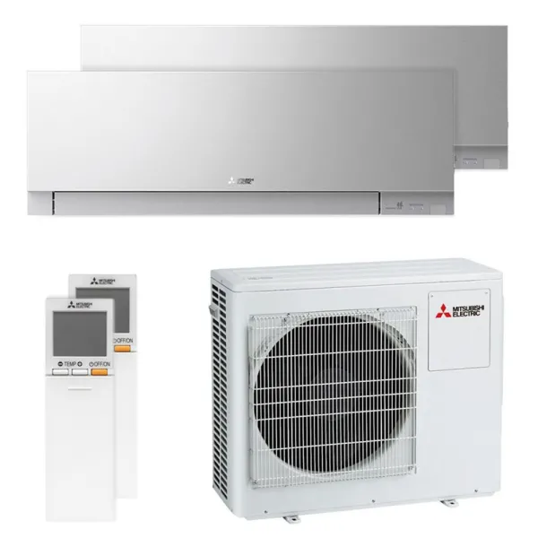 Climatiseur bi split Mitsubishi MSZ-EF argent MXZ-4F72VF4 7.2kW tailles 35 + 35 MSZ-EF35VGKS + MSZ-EF35VGKS WiFi Mural Design