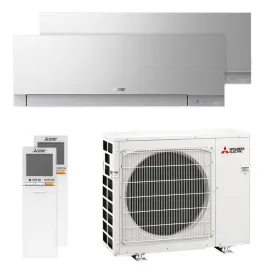 Climatiseur bi split Mitsubishi MSZ-EF Argent MXZ-5F102VF2 10.2kW taille 50 + 50 MSZ-EF50VGKS + MSZ-EF50VGKS WiFi Mural Design