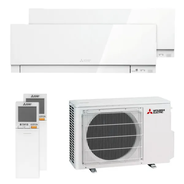 Climatiseur bi split Mitsubishi MSZ-EF blanc MXZ-2F42VF4 4.2kW tailles 25 + 25 MSZ-EF25VGKW + MSZ-EF25VGKW WiFi Mural Design