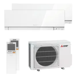 Climatiseur bi split Mitsubishi MSZ-EF blanc MXZ-2F53VF4 5.3kW tailles 25 + 35 MSZ-EF25VGKW + MSZ-EF35VGKW WiFi Mural Design