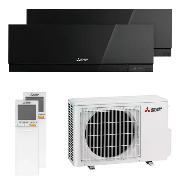 Climatiseur bi split Mitsubishi MSZ-EF noir MXZ-2F42VF4 4.2kW tailles 25 + 25 MSZ-EF25VGKB + MSZ-EF25VGKB WiFi Mural Design