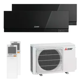 Climatiseur bi split Mitsubishi MSZ-EF noir MXZ-2F53VF4 5.3kW tailles 25 + 35 MSZ-EF25VGKB + MSZ-EF35VGKB WiFi Mural Design