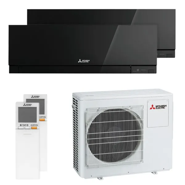 Climatiseur bi split Mitsubishi MSZ-EF noir MXZ-4F80VF4 8.0kW tailles 42 + 50 MSZ-EF42VGKB + MSZ-EF50VGKB WiFi Mural Design