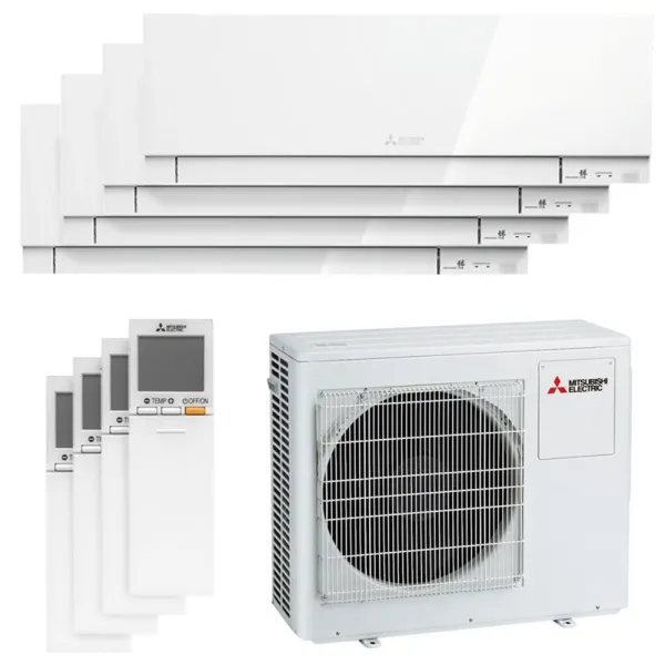 Quadri split Mitsubishi MSZ-EF Blanc MXZ-4F80VF4 8.0kW tailles 25 + 25 + 25 + 25 MSZ-EF25VGKW (x4) Mural Design WiFi