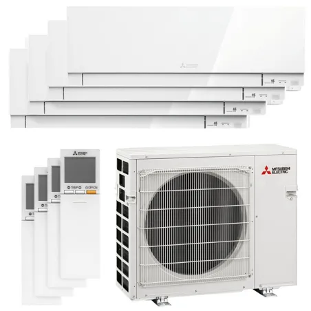 Quadri split Mitsubishi MSZ-EF Blanc MXZ-5F102VF2 10kW tailles 25 + 25 + 25 + 25 MSZ-EF25VGKW (x4) Mural Design WiFi