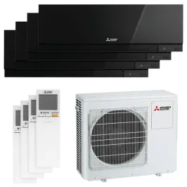 Quadri split Mitsubishi MSZ-EF Noir MXZ-4F72VF4 7.2kW tailles 25 + 25 + 25 + 25 MSZ-EF25VGKB (x4) Mural Design WiFi