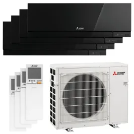 Quadri split Mitsubishi MSZ-EF Noir MXZ-5F102VF2 10kW tailles 25 + 25 + 25 + 25 MSZ-EF25VGKB (x4) Mural Design WiFi