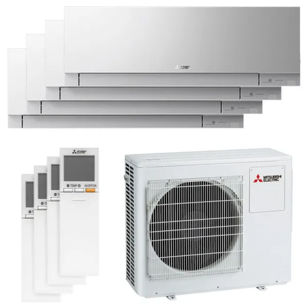 Quadri split Mitsubishi MSZ-EF Gris MXZ-4F72VF4 7.2kW tailles 25 + 25 + 25 + 25 MSZ-EF25VGKS (x4) Mural Design WiFi