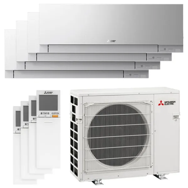 Quadri split Mitsubishi MSZ-EF Gris MXZ-5F102VF2 10kW tailles 25 + 25 + 25 + 25 MSZ-EF25VGKS (x4) Mural Design WiFi