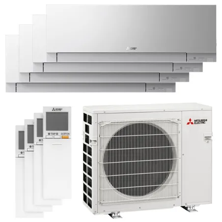 Quadri split Mitsubishi MSZ-EF Gris MXZ-5F102VF2 10kW tailles 25 + 25 + 25 + 25 MSZ-EF25VGKS (x4) Mural Design WiFi