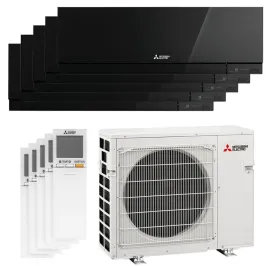 Penta split MSZ-EF Noir MXZ-5F102VF2 10kW tailles 25 + 25 + 25 + 25 + 25 MSZ-EF25VGKB (x5) Mural Design WiFi de série