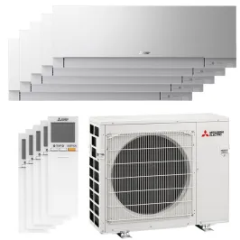 Penta split MSZ-EF Argent MXZ-5F102VF2 10kW tailles 25 + 25 + 25 + 25 + 35 MSZ-EF25VGKS (x4) + MSZ-EF35VGKS Mural Design WiFi