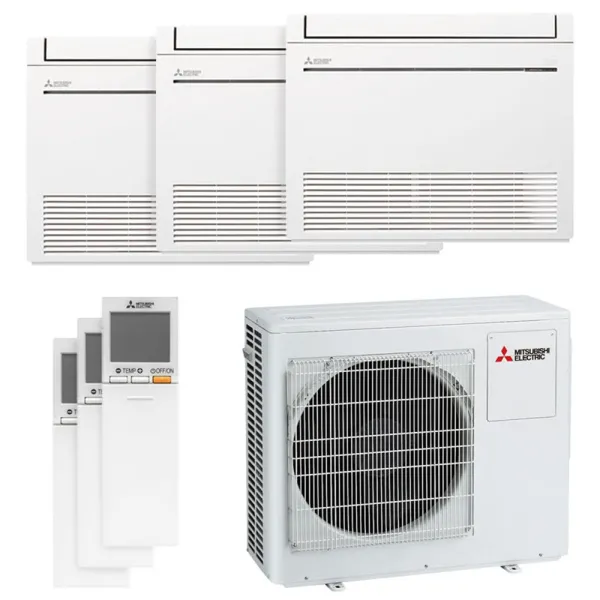 Climatiseur tri split Mitsubishi Console MXZ-3F68VF4 6.8kW tailles 25 + 25 + 25 MFZ-KT25VGK (x3) Console Design Inverter