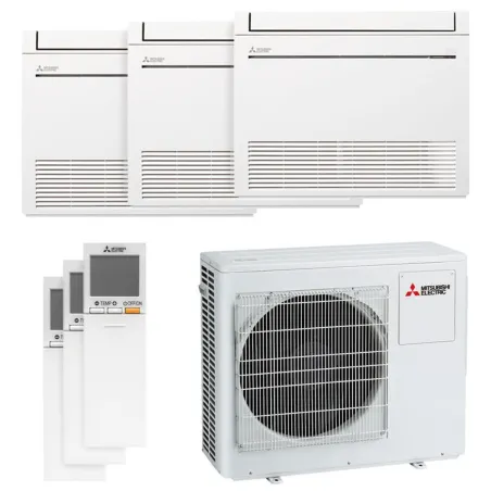 Climatiseur tri split Mitsubishi Console MXZ-3F68VF4 6.8kW tailles 25 + 25 + 35 MFZ-KT25VGK (x2) + MFZ-KT35VGK Console Inverter
