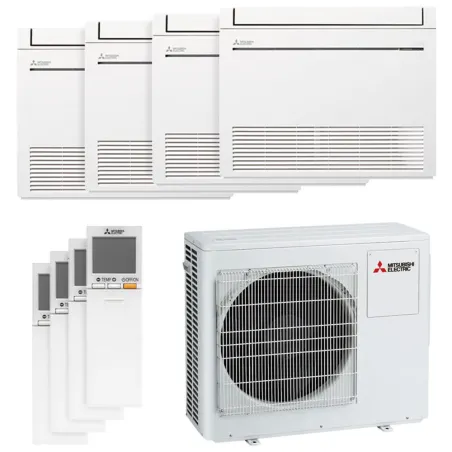 Quadri split Mitsubishi Console MXZ-4F80VF4 8.0kW tailles 25 + 25 + 25 + 25 MFZ-KT25VGK (x4) Console Design Inverter