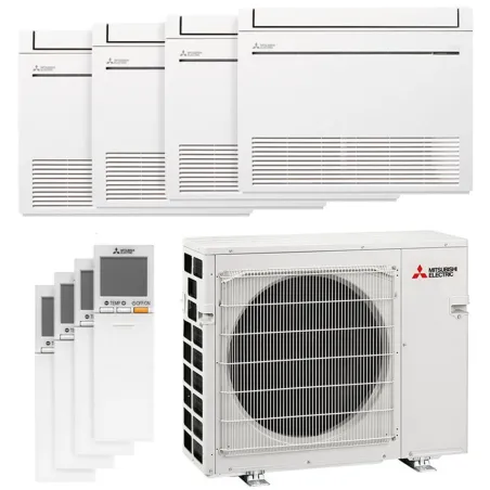 Quadri split Mitsubishi Console MXZ-5F102VF2 10.2kW tailles 25 + 25 + 25 + 25 MFZ-KT25VG (x4) Console Design Inverter