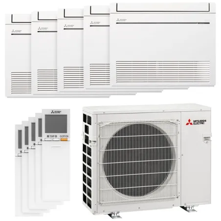 Penta split Console MFZ-KT MXZ-5F102VF2 10.2kW tailles 25 + 25 + 25 + 25 + 25 MFZ-KT25VGK (x5) WiFi Mitsubishi Design Inverter