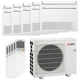 Penta split Console MFZ-KT MXZ-5F102VF2 10.2kW tailles 25 + 25 + 25 + 25 + 35 MFZ-KT25VGK (x4) + MFZ-KT35VGK Mitsubishi Inverter