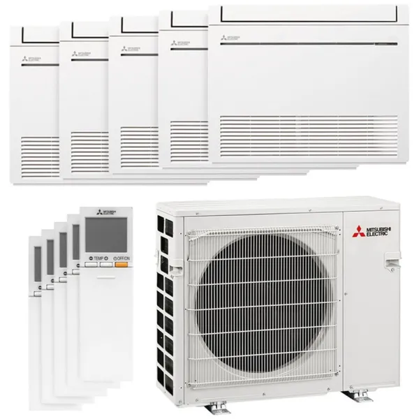 Penta split Console MFZ-KT MXZ-5F102VF2 10.2kW tailles 25 + 25 + 25 + 25 + 35 MFZ-KT25VGK (x4) + MFZ-KT35VGK Mitsubishi Inverter