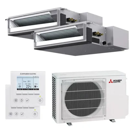 Climatiseur bi split Mitsubishi gainable MXZ-2F53VF4 5.3kW tailles 25 + 35 SEZ-M25DA2 + SEZ-M35DA2 avec commande PAR-41MAA