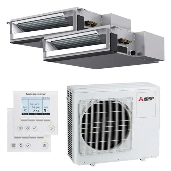 Climatiseur bi split Mitsubishi gainable MXZ-4F72VF4 7.2kW tailles 25 + 50 SEZ-M25DA2 + SEZ-M50DA2 avec commande PAR-41MAA
