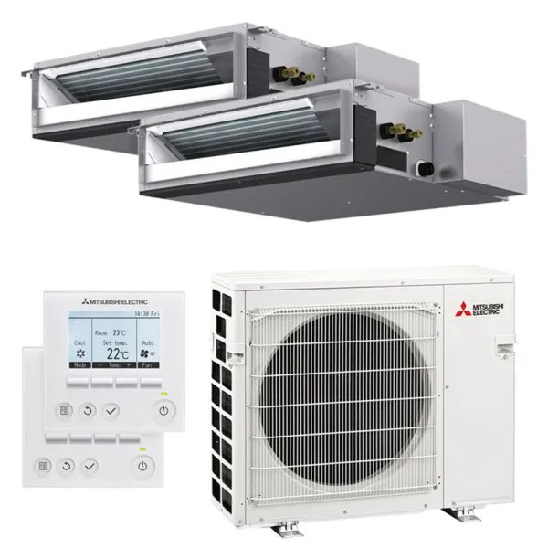 Climatiseur bi split Mitsubishi gainable MXZ-5F102VF2 10.2kW tailles 50 + 50 SEZ-M50DA2 + SEZ-M50DA2 avec commande PAR-41MAA
