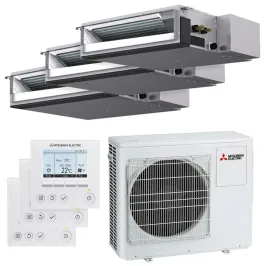Climatiseur tri split Mitsubishi gainable MXZ-3F68VF4 6.8kW tailles 25 + 25 + 25 SEZ-M25DA2 (x3) avec commande PAR-41MAA