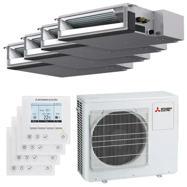 Quadri split Mitsubishi gainable MXZ-4F72VF4 7.2kW tailles 25 + 25 + 25 + 25 SEZ-M25DA2 (x4) avec commande PAR-41MAA