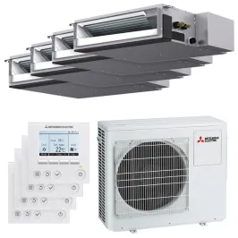 Quadri split Mitsubishi gainable MXZ-4F80VF4 8.0kW tailles 25 + 25 + 25 + 25 SEZ-M25DA2 (x4) avec commande PAR-41MAA