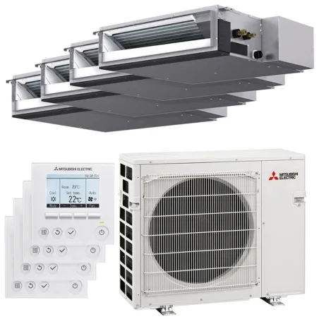 Quadri split Mitsubishi gainable MXZ-5F102VF2 10.2kW tailles 25 + 25 + 25 + 25 SEZ-M25DA2 (x4) avec commande PAR-41MAA