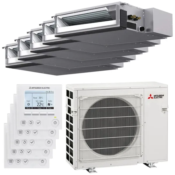 Penta split gainable SEZ-M MXZ-5F102VF2 10.2kW tailles 25 + 25 + 25 + 25 + 25 SEZ-M25DA2 (x5) avec commande PAR-41MAA