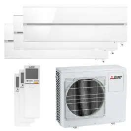 Tri split Mitsubishi MSZ-LN Blanc MXZ-3F68VF4 6.8kW tailles 25 + 25 + 25 MSZ-LN25VG2V (x3) Mural Design de Luxe WiFi