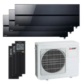 Tri split Mitsubishi MSZ-LN Noir MXZ-3F68VF4 6.8kW tailles 25 + 25 + 25 MSZ-LN25VG2B (x3) Mural Design de Luxe WiFi
