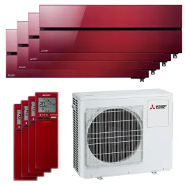 Quadri split Mitsubishi MSZ-LN Rouge MXZ-4F80VF4 8.0kW tailles 25 + 25 + 25 + 25 MSZ-LN25VG2R (x4) Mural Design de Luxe WiFi