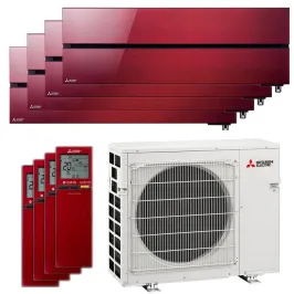 Quadri split Mitsubishi MSZ-LN Rouge MXZ-5F102VF2 10kW tailles 25 + 25 + 25 + 25 MSZ-LN25VG2R (x4) Mural Design de Luxe WiFi