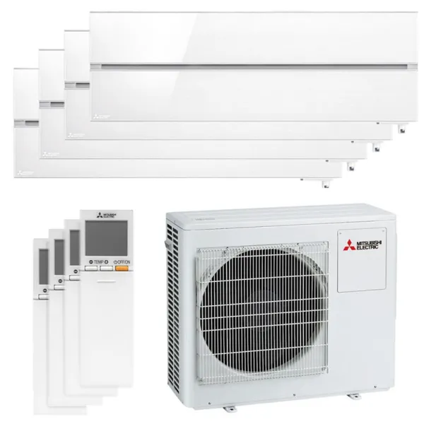 Quadri split Mitsubishi MSZ-LN Blanc MXZ-4F80VF4 8.0kW tailles 25 + 25 + 25 + 25 MSZ-LN25VG2V (x4) Mural Design de Luxe WiFi