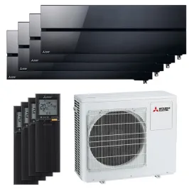 Quadri split Mitsubishi MSZ-LN Noir MXZ-4F80VF4 8.0kW tailles 25 + 25 + 25 + 25 MSZ-LN25VG2B (x4) Mural Design de Luxe WiFi