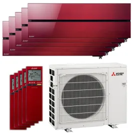 Penta split MSZ-LN Rouge MXZ-5F102VF2 10.2kW tailles 25 + 25 + 25 + 25 + 35 MSZ-LN25VG2R (x4) + MSZ-LN35VG2R Design de Luxe