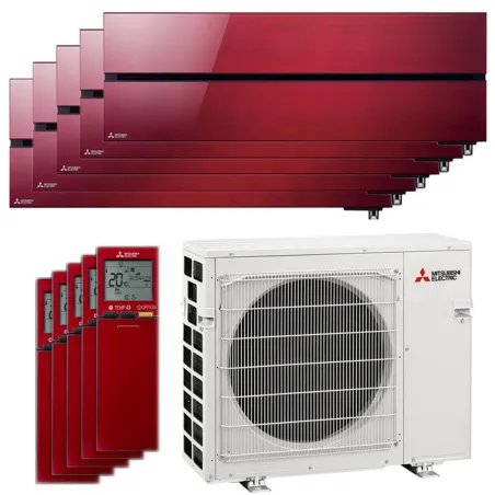 Penta split MSZ-LN Rouge MXZ-5F102VF2 10.2kW tailles 25 + 25 + 25 + 25 + 35 MSZ-LN25VG2R (x4) + MSZ-LN35VG2R Design de Luxe