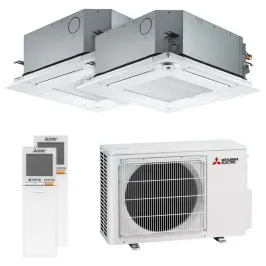 Climatiseur bi split Mitsubishi cassette SLZ-M MXZ-2F53VF4 5.3kW tailles 25 + 35 SLZ-M25FA2 + SLZ-M35FA2 4 voies 600x600