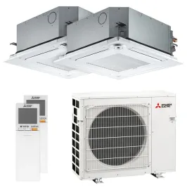 Climatiseur bi split Mitsubishi cassette SLZ-M MXZ-5F102VF2 10kW tailles 50 + 50 SLZ-M50FA2 + SLZ-M50FA2 4 voies 600x600