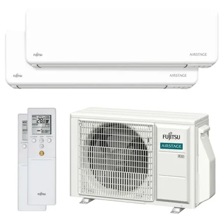 Climatiseur bi split FUJITSU Mural KMCG AOEG14KBCA2 4kW tailles 20 + 20 WiFi de série ASEH07KMCG + ASEH09KMCG