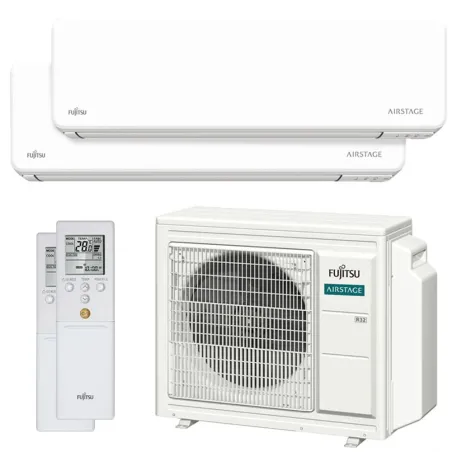 Climatiseur bi split FUJITSU Mural KMCG AOEG24KBCA3 6.8kW tailles 25 + 35 WiFi de série ASEH09KMCG + ASEH12KMCG