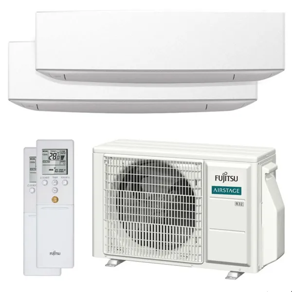 Climatisation bi split FUJITSU Mural KETF AOEG14KBCA2 4kW tailles 20 + 25 Design Blanc WiFi de série ASEG07KETF + ASEG09KETF