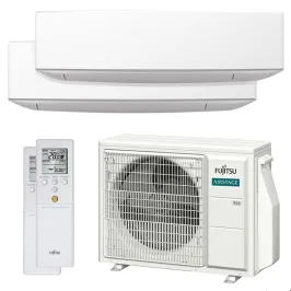 Climatisation bi split FUJITSU Mural KETF AOEG18KBCA2 5kW tailles 20 + 42 Design Blanc WiFi de série ASEG07KETF + ASEG14KETF